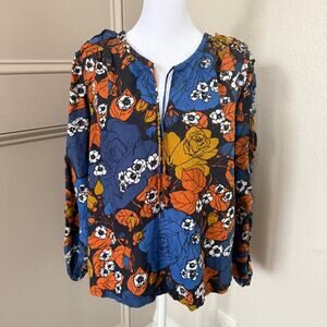 Cleobella Miren Sakura Floral Boho Peasant Blouse Top Size S